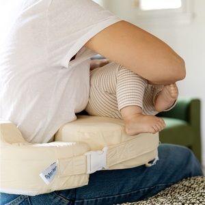 My Brest Friend Original Nursing Pillow With Cotton Slipcover, Yellow and White